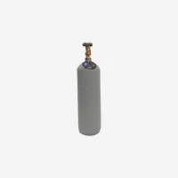 Газовый баллон 5 л для газовых смесей стальной бесшовный 150 бар с латунным вентилем, новый, серый соединение DIN6 (W21,8x1/14'')  / Cylinder 5 liters 150 bar grey color valve DIN6 (W21,8x1/14'')
